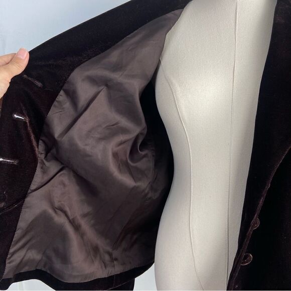 Vtg 90s Brown Velvet Blazer Women XLP Steampunk Academia Western Equestrian Goth - Picture 6 of 13